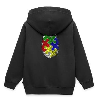 Empreintes digitales - Sweat Premium à capuche enfant bio - noir - Dos - AI Model Kid Male (0cm)