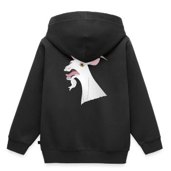 Fou drôle chèvre cri animal dents cornes - Sweat Premium à capuche enfant bio - noir - Dos - AI Model Kid Male (0cm)