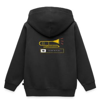 Posaune Instrument - Kinder Premium Organic Hoodie - Schwarz - Hinten - AI Model Kid Male (0cm)