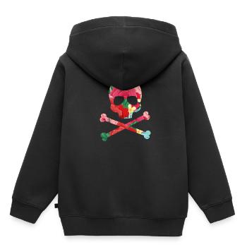 Tête de corps de pirat fleuri - Sweat Premium à capuche enfant bio - noir - Dos - AI Model Kid Male (0cm)