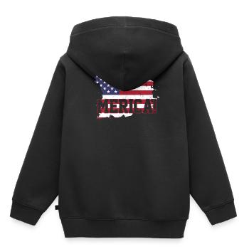 Amérique USA - Sweat Premium à capuche enfant bio - noir - Dos - AI Model Kid Male (0cm)