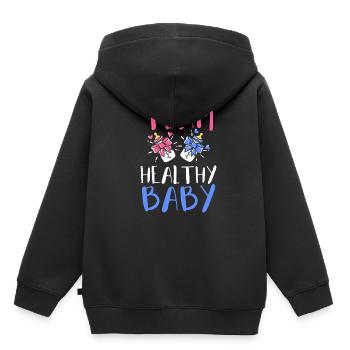 Le parti révèle le genre - Sweat Premium à capuche enfant bio - noir - Dos - AI Model Kid Male (0cm)