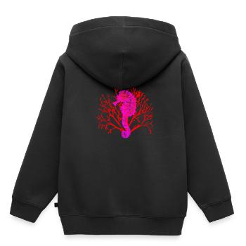 Seepferdchen Korallen - Kinder Premium Organic Hoodie - Schwarz - Hinten - AI Model Kid Male (0cm)