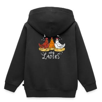 Chicken Hens - Kinder Premium Organic Hoodie - Schwarz - Hinten - AI Model Kid Male (0cm)