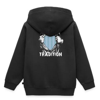 Schweiz Tradition Patriot Edelweisshemd Held - Kinder Premium Organic Hoodie - Schwarz - Hinten - AI Model Kid Male (0cm)