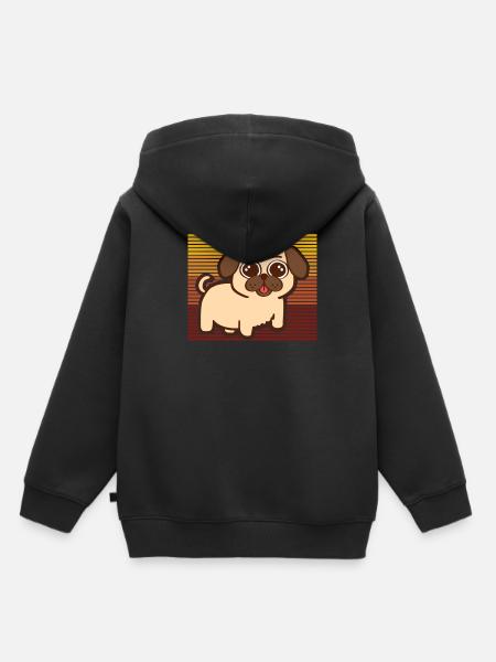 Mops Hund Welpe Welpe - Kinder Premium Organic Hoodie - Schwarz