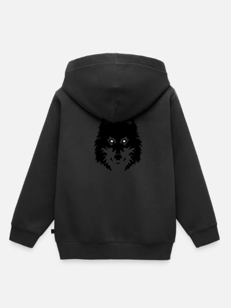 Wolf - Kinder Premium Organic Hoodie - Schwarz