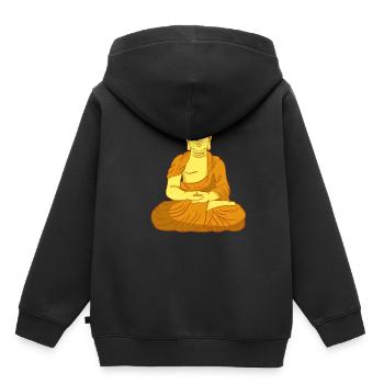 Buddha Sitting meditation - Sweat Premium à capuche enfant bio - noir - Dos - AI Model Kid Male (0cm)