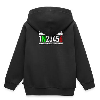 Quand la vie te déprime | 1N23456 moto - Sweat Premium à capuche enfant bio - noir - Dos - AI Model Kid Male (0cm)