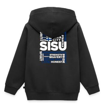 Finnland - Kinder Premium Organic Hoodie - Schwarz - Hinten - AI Model Kid Male (0cm)