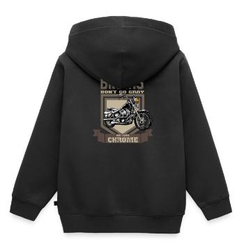 Motorrad Biker Grau Chrom Spruch Lustig - Kinder Premium Organic Hoodie - Schwarz - Hinten - AI Model Kid Male (0cm)