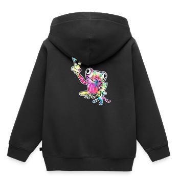 Frosch Laubfrosch - Kinder Premium Organic Hoodie - Schwarz - Hinten - AI Model Kid Male (0cm)
