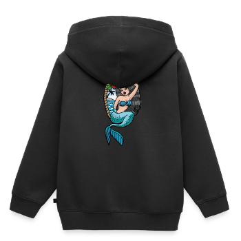 Sirène Tattoo - Sweat Premium à capuche enfant bio - noir - Dos - AI Model Kid Male (0cm)