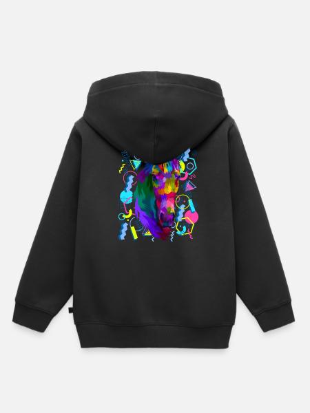 Pferd Lieblingstier - Kinder Premium Organic Hoodie - Schwarz