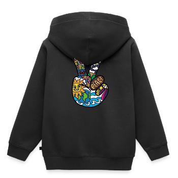Friedenszeichen Peace und Frieden Hanzeichen - Kinder Premium Organic Hoodie - Schwarz - Hinten - AI Model Kid Male (0cm)