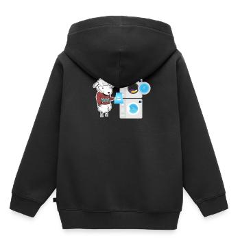 Schaf Waschmaschine Wäsche wolle - Kinder Premium Organic Hoodie - Schwarz - Hinten - AI Model Kid Male (0cm)