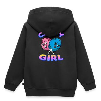 CANDY GIRL cotton candy - Kids Premium Organic Hoodie - black - Back - AI Model Kid Male (0cm)