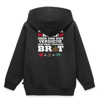 mit ganz viel Herz Urin und Kot verdiene - Kinder Premium Organic Hoodie - Schwarz - Hinten - AI Model Kid Male (0cm)