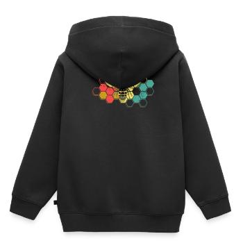 Abeille Abeilles Nid D'Abeilles Rétro Vintage Cadeau De Miel - Sweat Premium à capuche enfant bio - noir - Dos - AI Model Kid Male (0cm)