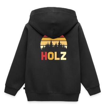 Holz Holz - Kinder Premium Organic Hoodie - Schwarz - Hinten - AI Model Kid Male (0cm)