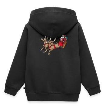 Weihnachtsmann mit Rentier und Schlitten - Kinder Premium Organic Hoodie - Schwarz - Hinten - AI Model Kid Male (0cm)