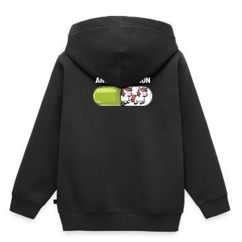 Einhorn Anti Depression Kapsel - Kinder Premium Organic Hoodie - Schwarz - Hinten - AI Model Kid Male (0cm)