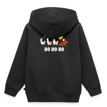 Père Noël traîneau Lama Alpaga Ho Ho Ho - Sweat Premium à capuche enfant bio - noir - Dos - AI Model Kid Male (0cm)