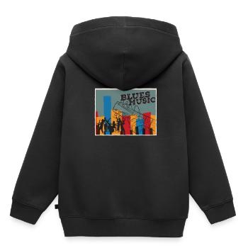 Blues - Sweat Premium à capuche enfant bio - noir - Dos - AI Model Kid Male (0cm)