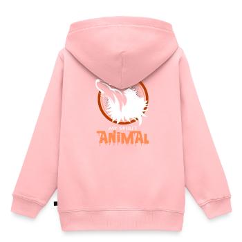 loups - Sweat Premium à capuche enfant bio - rose - Dos - AI Model Kid Female (0cm)