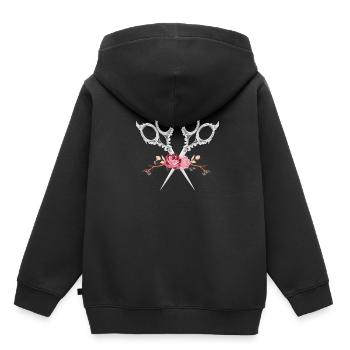 Friseurin Schere - Kinder Premium Organic Hoodie - Schwarz - Hinten - AI Model Kid Male (0cm)