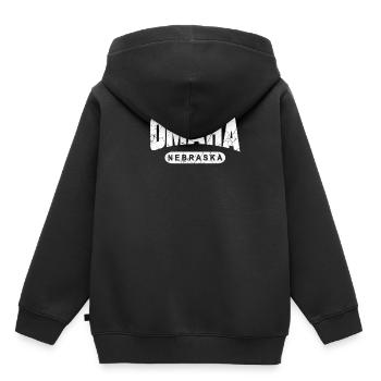 Omaha Nebraska - Sweat Premium à capuche enfant bio - noir - Dos - AI Model Kid Male (0cm)
