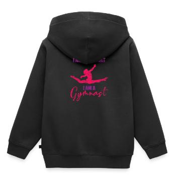 Gymnastique tailles - Sweat Premium à capuche enfant bio - noir - Dos - AI Model Kid Male (0cm)