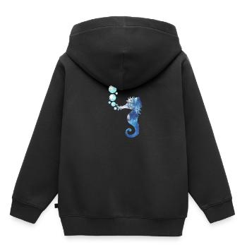 Hippocampes créatures marines - Sweat Premium à capuche enfant bio - noir - Dos - AI Model Kid Male (0cm)