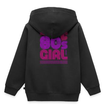 80er Mädchen - Kinder Premium Organic Hoodie - Schwarz - Hinten - AI Model Kid Male (0cm)