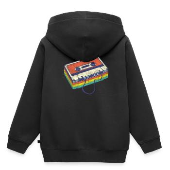80er - Kinder Premium Organic Hoodie - Schwarz - Hinten - AI Model Kid Male (0cm)
