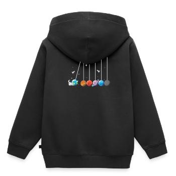 Weltraum Astronaut Pendel Rakete Sonnensystem - Kinder Premium Organic Hoodie - Schwarz - Hinten - AI Model Kid Male (0cm)