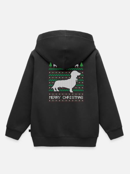 Weihnachts-Dackel - Kinder Premium Organic Hoodie - Schwarz