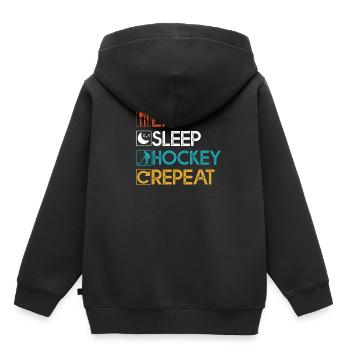 hockey - Sweat Premium à capuche enfant bio - noir - Dos - AI Model Kid Male (0cm)