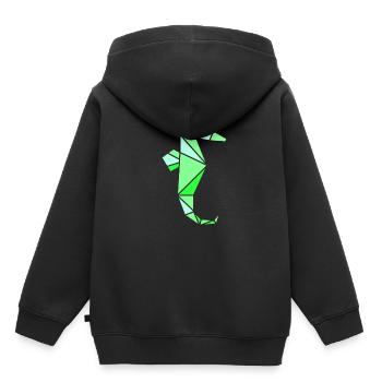 Origami Hippocampe - Sweat Premium à capuche enfant bio - noir - Dos - AI Model Kid Male (0cm)