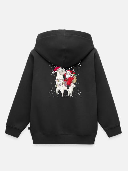 Santa reitet Lama Alpaka Ugly Christmas - Kinder Premium Organic Hoodie - Schwarz