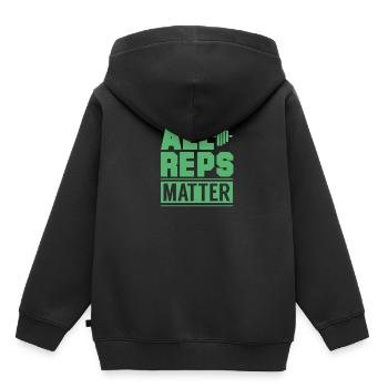 Haltère haltérophile - Sweat Premium à capuche enfant bio - noir - Dos - AI Model Kid Male (0cm)