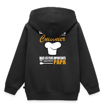 Cuisine shirt • Papa • Cuisinier Cadeau - Sweat Premium à capuche enfant bio - noir - Dos - AI Model Kid Male (0cm)