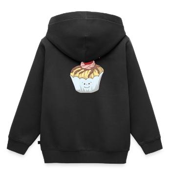 Muffin boulanger bonbons dessert pâtisseries - Sweat Premium à capuche enfant bio - noir - Dos - AI Model Kid Male (0cm)