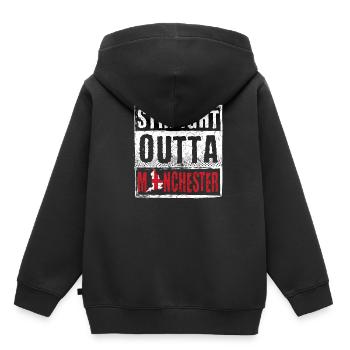 Straight Outta Manchester - Sweat Premium à capuche enfant bio - noir - Dos - AI Model Kid Male (0cm)