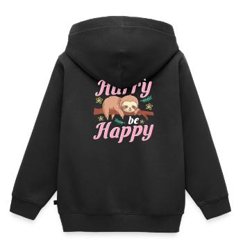 Faultier Witzig Sprichwort - Kinder Premium Organic Hoodie - Schwarz - Hinten - AI Model Kid Male (0cm)