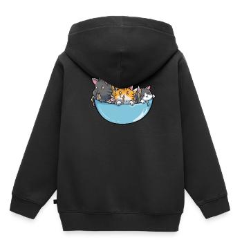 Anime-Ramen-Katze - Kinder Premium Organic Hoodie - Schwarz - Hinten - AI Model Kid Male (0cm)