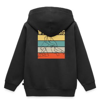 Ringen - Kinder Premium Organic Hoodie - Schwarz - Hinten - AI Model Kid Male (0cm)
