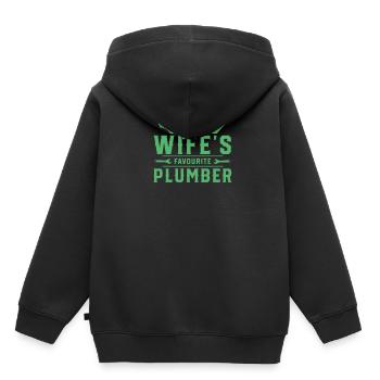 Plombier plomberie plombier équipe de plomberie - Sweat Premium à capuche enfant bio - noir - Dos - AI Model Kid Male (0cm)