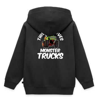 Monstertruck - Kinder Premium Organic Hoodie - Schwarz - Hinten - AI Model Kid Male (0cm)