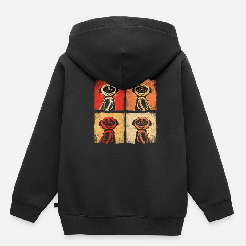 Suricate mignon animal afrique - Sweat Premium à capuche enfant bio - noir